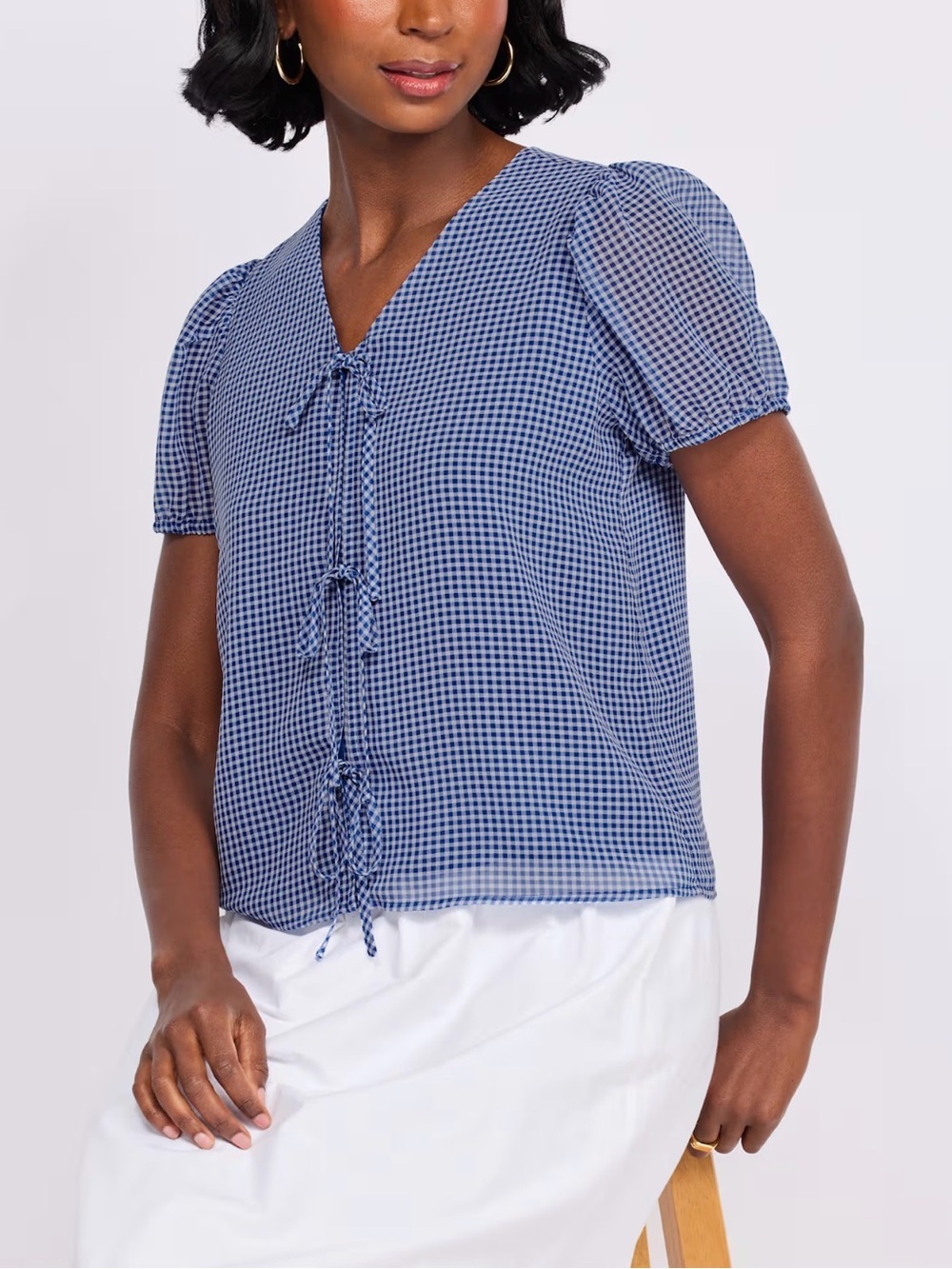 Market & Spruce Daphne Chiffon Tie Front Blouse Blue Small NWT STITCH FIX